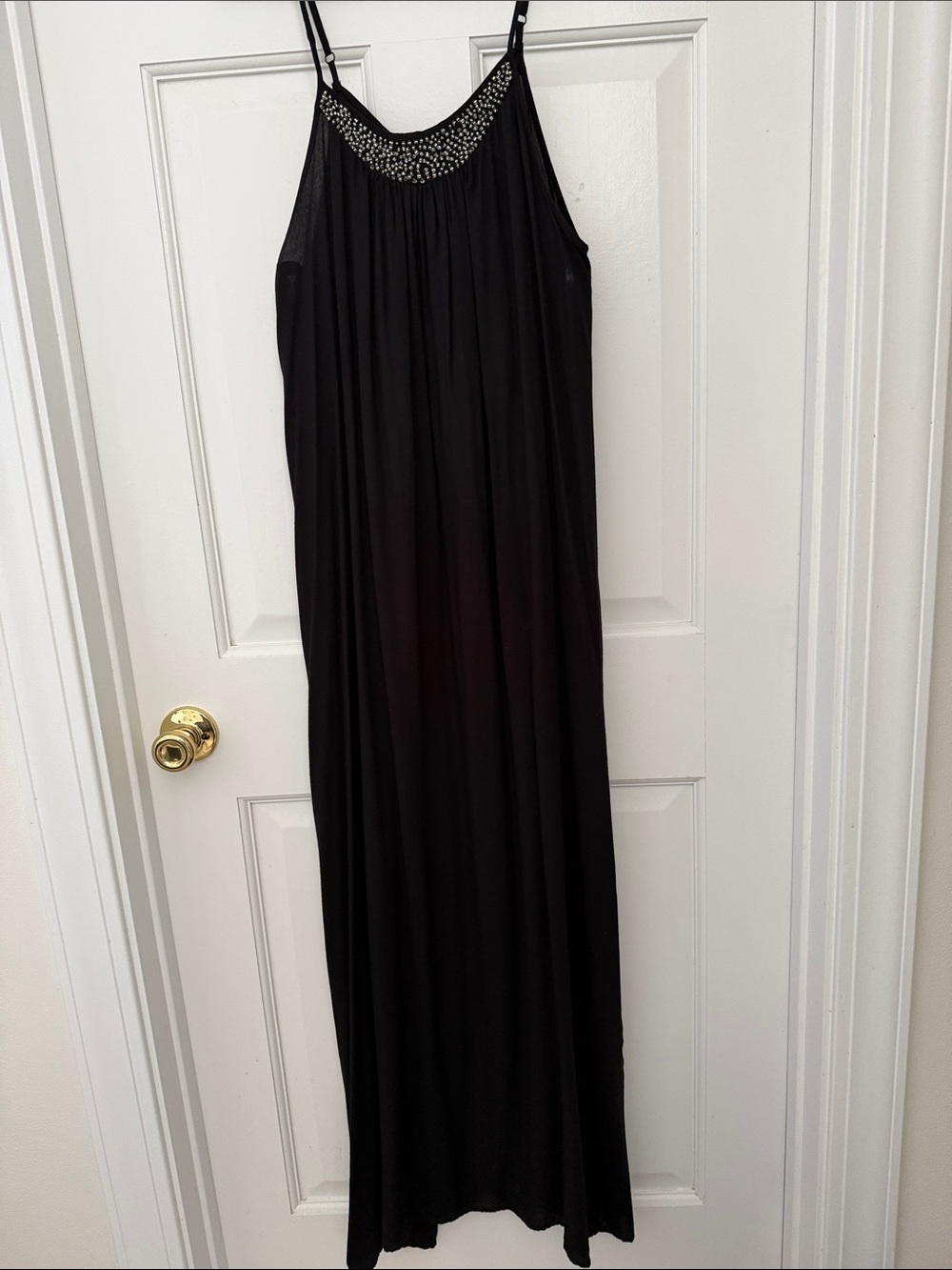 Raviya Black Beaded Halter-Style Maxi Dress